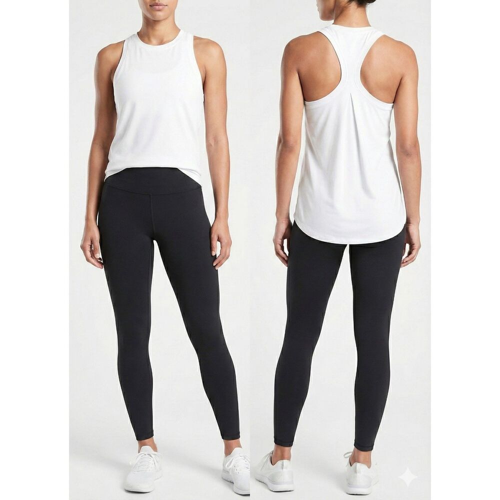 Athleta Clean Girl Aesthetic White Racerback Tank S Soft Activewear Essentials